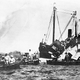 Lifeboats rescue surviving crewmen of the wrecked USS Maine after an underground explosion destroyed the battleship on the night of Feb. 15 as it was anchored in the Havana harbor, Cuba, in 1898. About 260 U.S. Naval personnel were killed in the explosion. The sinking of the U.S. warship was a catalyst for the outbreak of the Spanish-American War and the U.S. officially waged war on April 25.